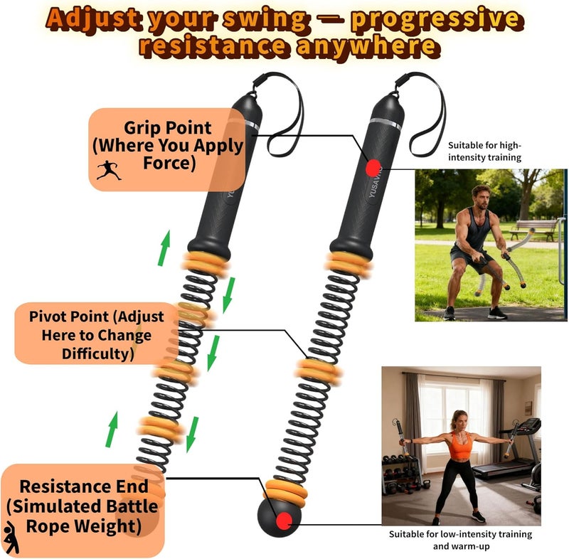 YUSAVHO Adjustable Ropeless Battle Ropes for Home Gym for Men & Women, Heavy Duty Cordless Battle Rope with Storage Bag,Exercise Ropes with Variable Resistance, Strength & Low-Impact Cardio for HIIT(Black) - Image 3